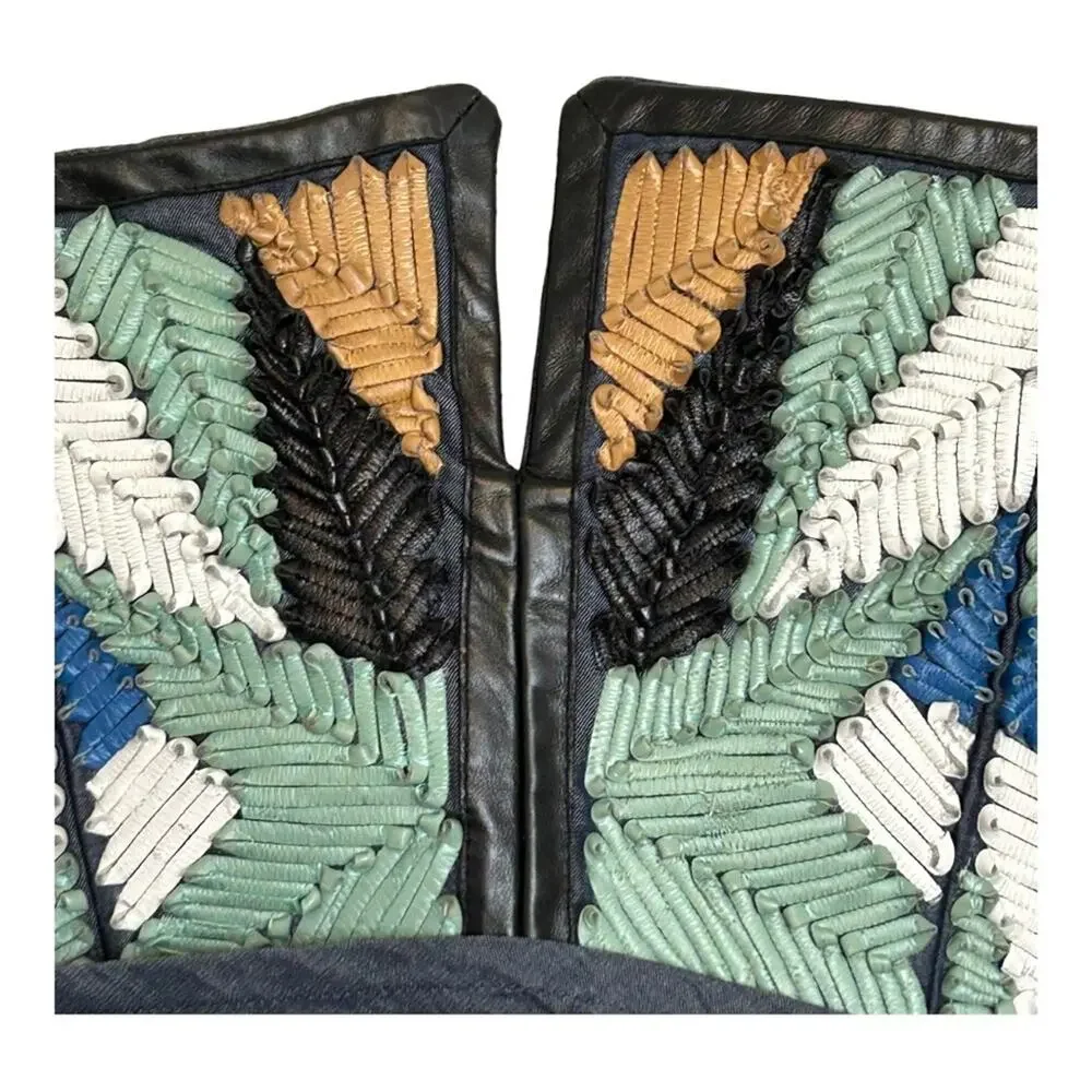 Diesel Leather Star Pattern Corset Spaghetti Strap Dress Medium